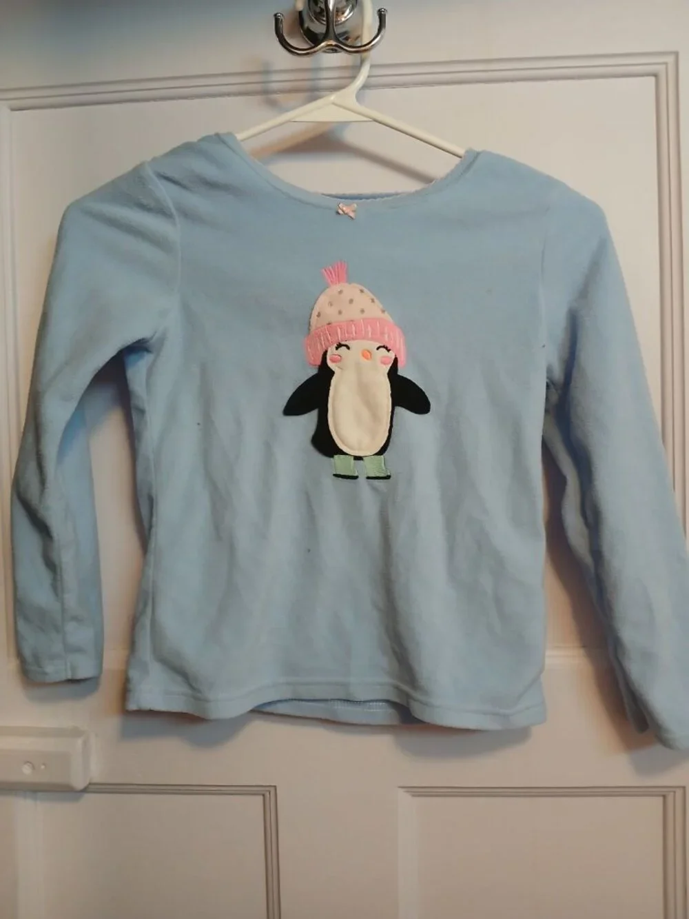 Carter's Girls 6 Winter Penguin Blue Long Sleeve Shirt
